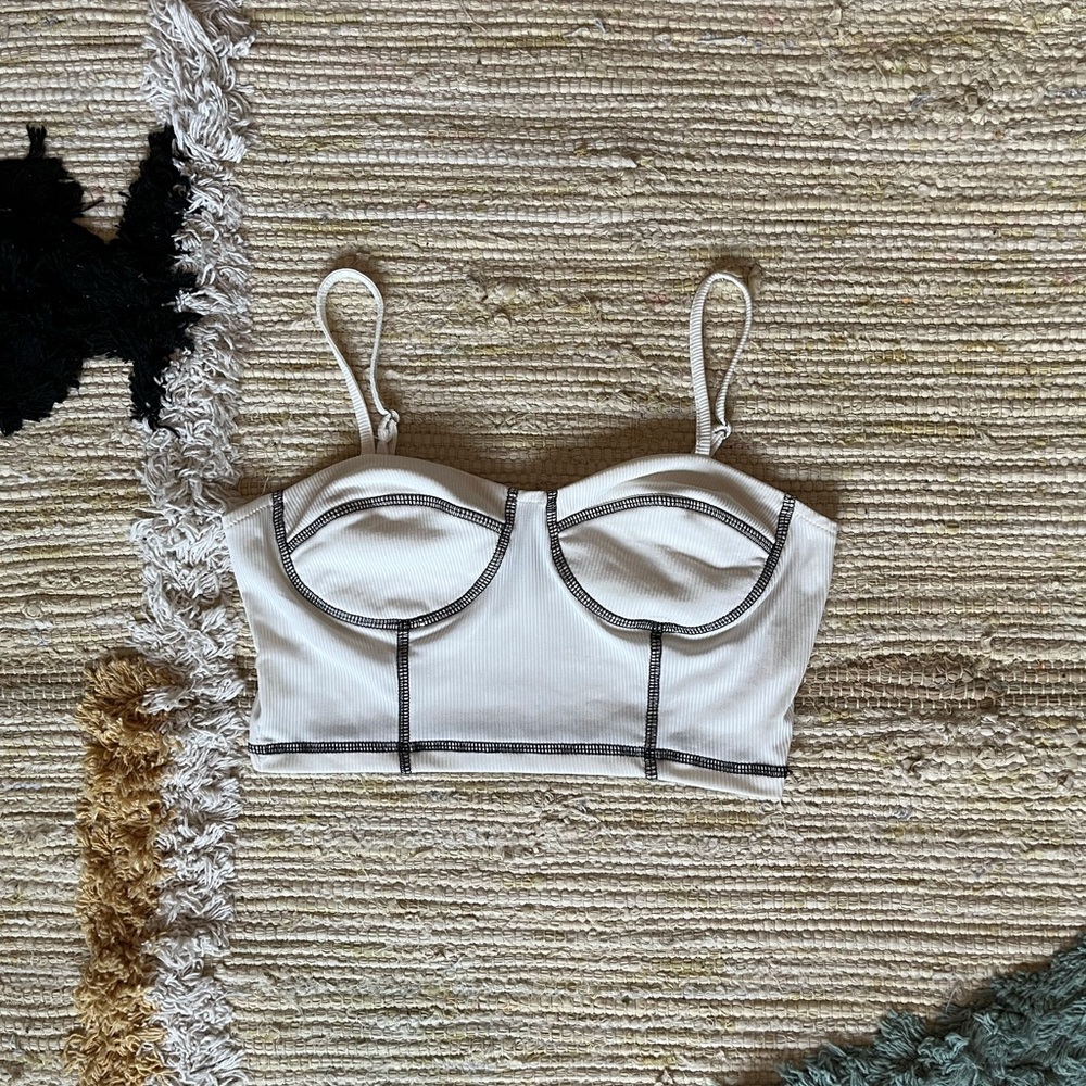 White crop top with black detailing